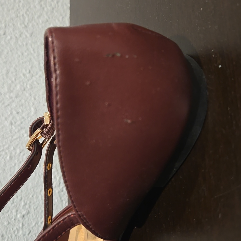 Women's Burgundy Flats - Picture 4 of 5